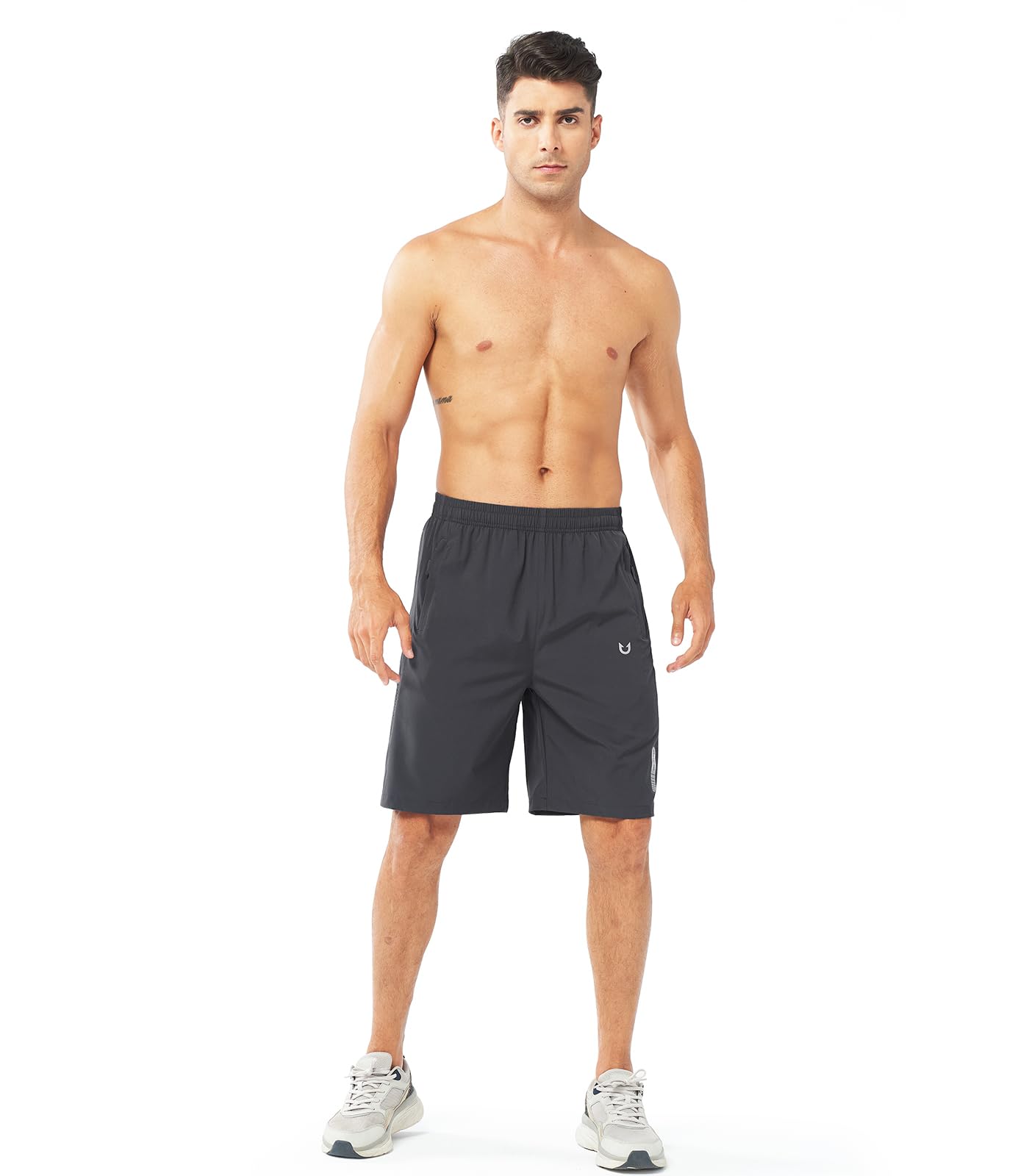 NORTHYARD Men's Athletic Running Shorts Gym Workout 7"/9"/5" Quick Dry Lightweight Sports Basketball Tennis 3 Zipper Pockets DARKGREY-9inch XL