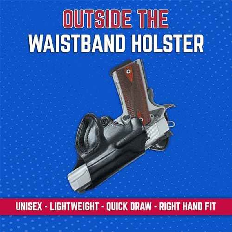 DeSantis Small of Back (S.O.B.) OWB Gun Holster- Leather Holster for Pistols, Fits Standard 1911 Models 3"-5", from COLT, S&W, SIG Sauer, Ruger, Kimber, Springfield, and Others- Right Hand Draw, Black