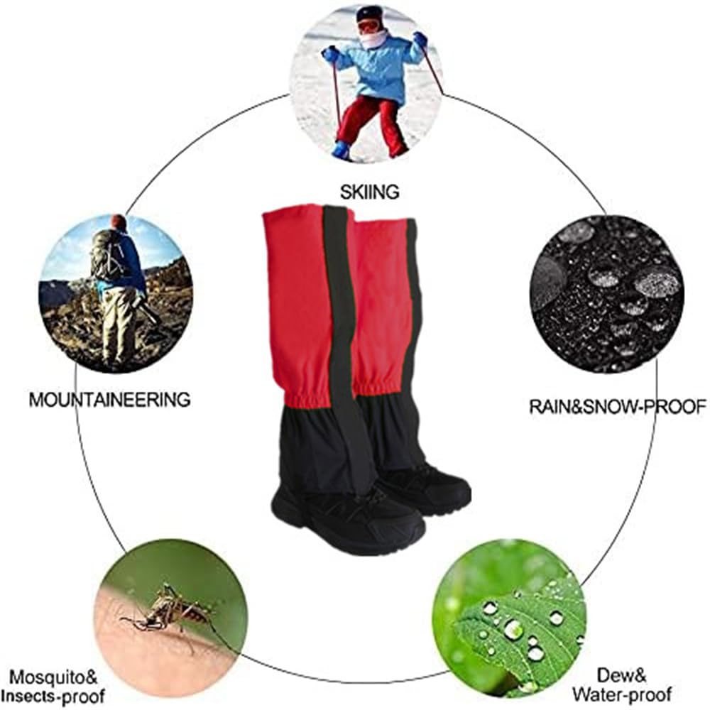 UNIQOCK Gaiters for Hiking – Waterproof and Breathable Leg Gaiters for Women and Men Boots, Adjustable Lightweight Shoes Gaiters for Hunting, Hiking, Mountaineering, Snow Gaiters for Hiking Boots