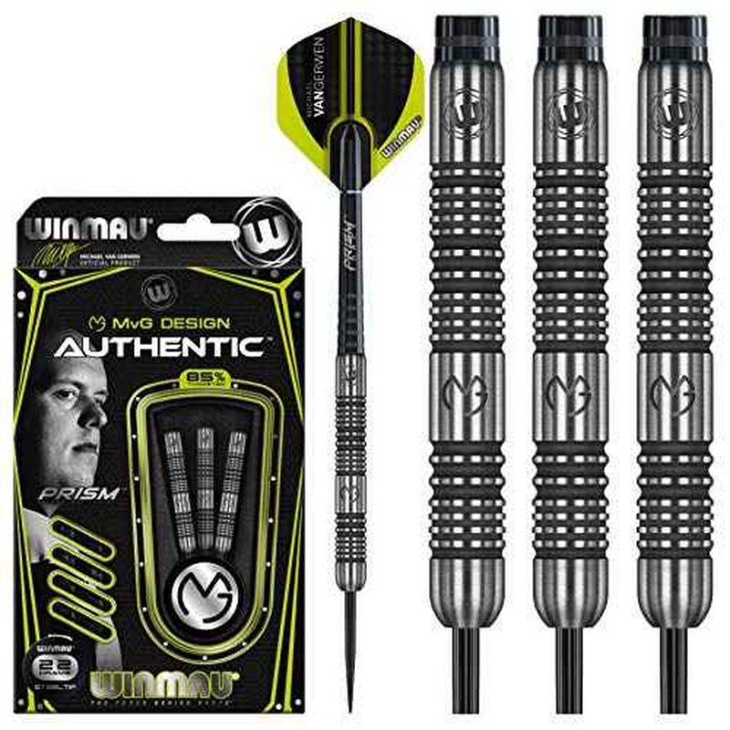 Winmau Michael Van Gerwen MvG Authentic 85% Tungsten Darts Set with Prism Flights and Shafts (Stems)