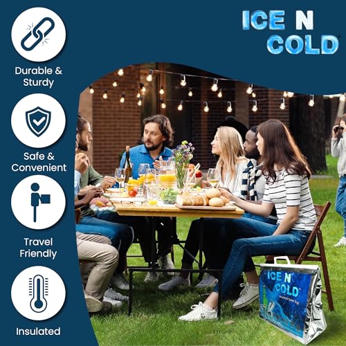 ICE N COLD Insulated Picnic/Shopping Cooler Bags (Pack of One) for Groceries, Camping, Hiking, Beach, Travel | Lightweight Soft Collapsible | Large Capacity Hold 35lbs