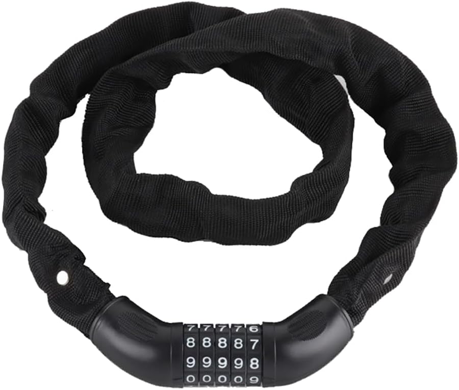 Heavy-Duty 5-Digit Combination Bike Lock - Resettable Anti-Theft Chain Lock | 3.2ft Length for Bicycle, Motorcycle, Scooter, Door, Gate
