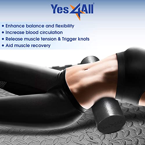 Yes4All Premium Soft-Density Round PE Foam Roller for Pilates, Yoga, Stretching, Balance & Core Exercises - 24 inch Black