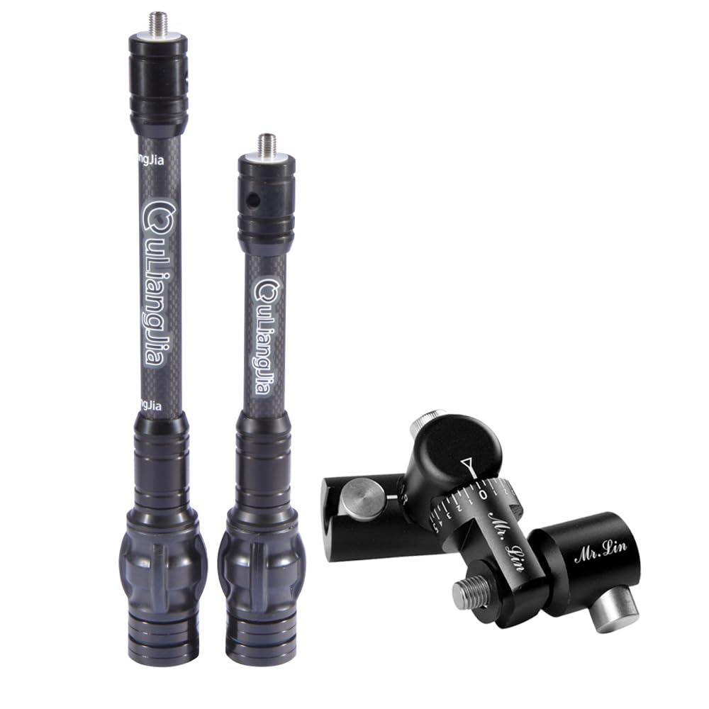 SHARROW Archery Bow Stabilizer for Compound Bow Carbon Fiber Stabilizer Damping System and Weights Kit Single Side V-bar and Bow Stabilizer Set (6"&8")