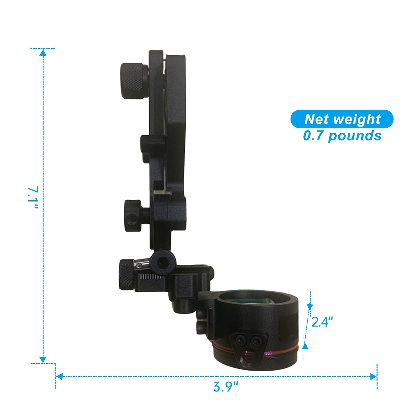 Perogen Archery Compound Bow Single Pin Sight, Lightweight Durable Machined Aluminum with 0.019" Fiber Optic Pin