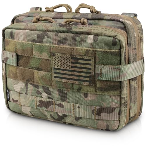 WYNEX Tactical Large Admin Pouch of Double Layer Design, Molle EDC EMT Utility Pouch with Map Sleeve Modular Tool Pouch Large Capacity Flag Patch Included