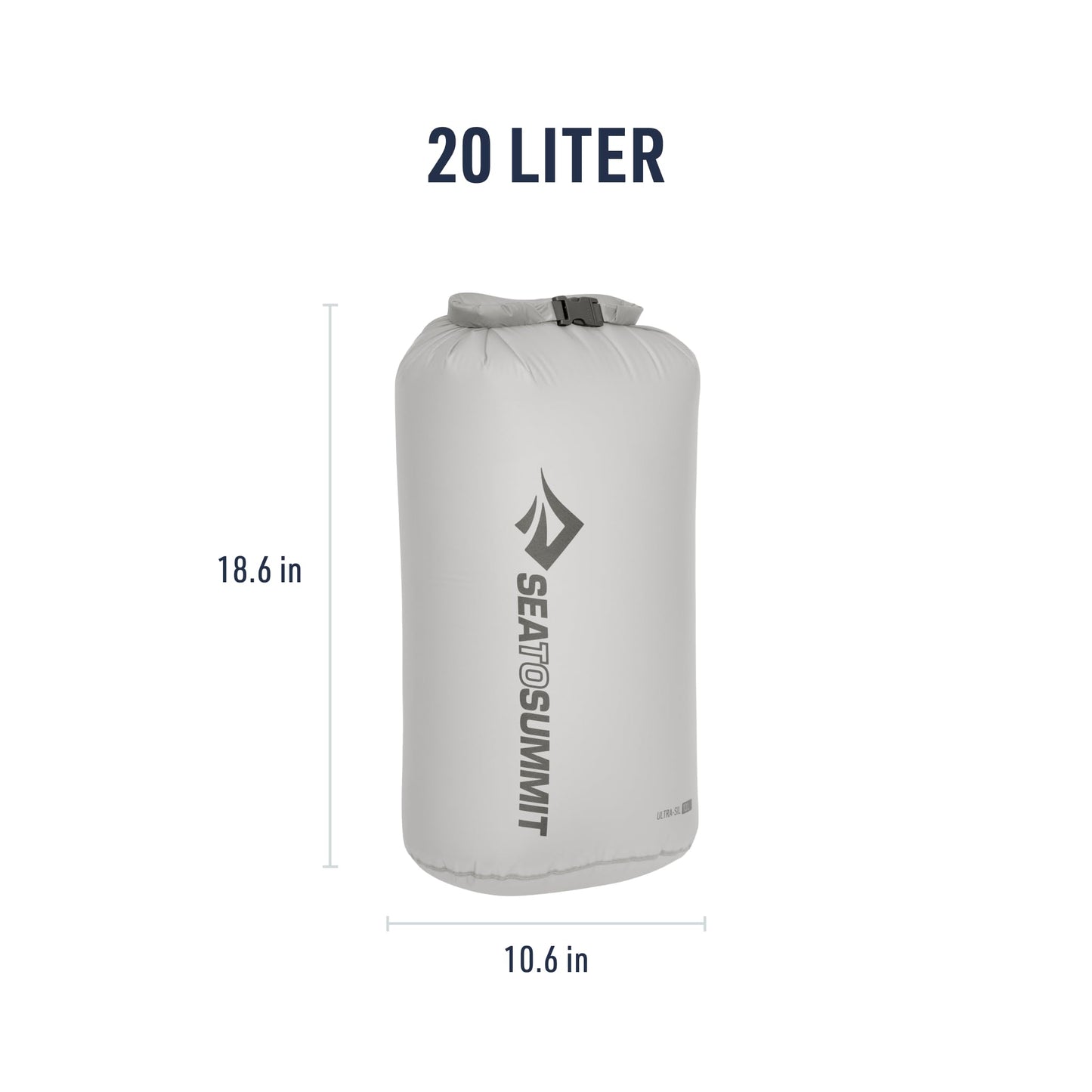 Sea to Summit Ultra-Sil Dry Bag, Ultralight Waterproof Dry Storage, 20 Liter, HighRise Grey