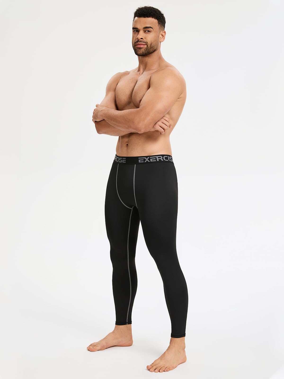 Celfaeree 4 Packs Thermal Underwear for Men Long Johns for Men Thermal Base Layer Mens Fleece Lined Compression Pants 4Black L