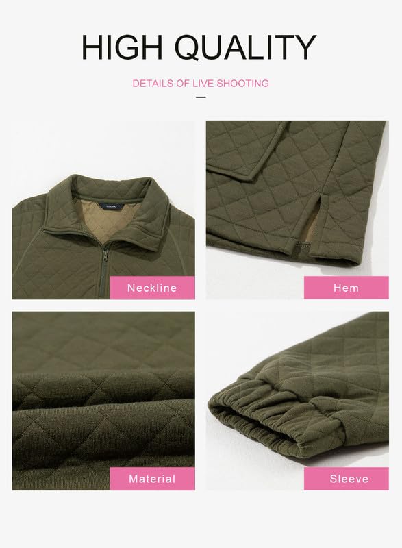 Dokotoo Oversized Sweatshirt for Women Half Zip Pullover Sweatshirt Quarter Zip Hoodies Sweaters Casual Long Sleeve Quilted Jackets Outwear 2024 Green Sweatshirts Tops with Pockets Winter Clothes XXL