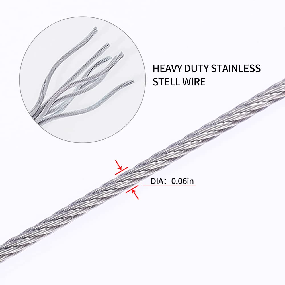 Adjustable Picture Hanging Wire 6PCS Mirror Frame Kit, 78.70.059in, Loop-Hook Design, Stainless Steel, for Mirrors, Frames, Artwork, Light Lamp, Billboards, Basket Flowerpot, Holds 44lbs