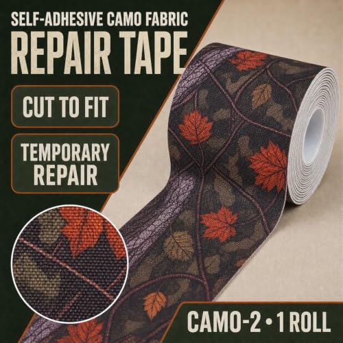 Camo-2 Hunting Blind Repair Tape 4-inch Wide Self-Adhesive Fabric Patch Kit