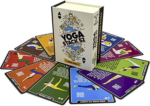 Stack 52 Yoga Exercise Cards: Designed by Certified Yoga Instructor. Video Instructions Included. Beginner to Advanced Poses and Asana Workout Games. Improve Fitness and Flexibility. (Mega Pack)