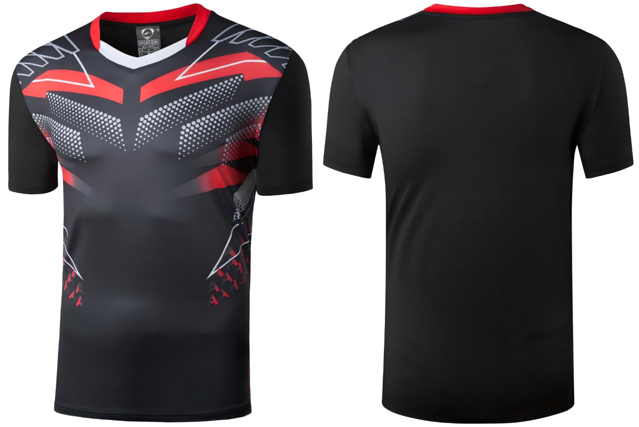5 Pack Men's Activewear T-Shirt Sport Tee Shirt Athletic Running Gym Workout Tshirt Tennis Tops 229_249_298_303Black_230Red_XL
