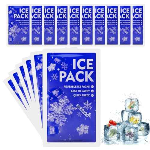 Dry Ice Packs for Shipping,Ice Packs for Lunch Boxes & Coolers,4.3x7.3in Long-Lasting Water Absorption Cold Packs,Food & Drinks Cooler Packs for Insulated Bags, Picnic, Travel,Camping