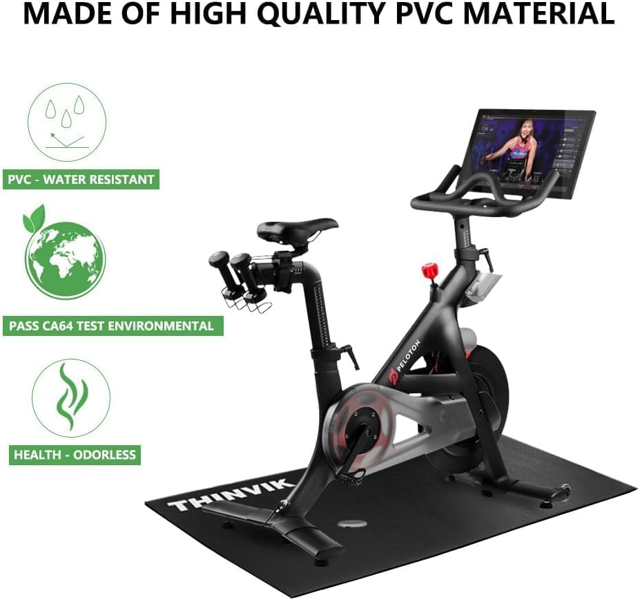 Bike Mat for Peloton & Wahoo Kickr - Durable PVC Indoor Trainer Mat | 30x60in & 30x72in Options