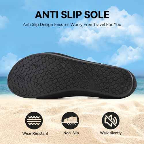 Sixspace Water Shoes for Women Men Aqua Socks Swim Shower Beach Barefoot Pool Quick-Dry Non Slip Lake Surf