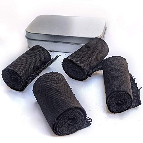 Kaeser Wilderness Supply Charcloth Char Cloth Fire Starter Hand Made in USA Camping Hiking Bushcraft 4 Rolls