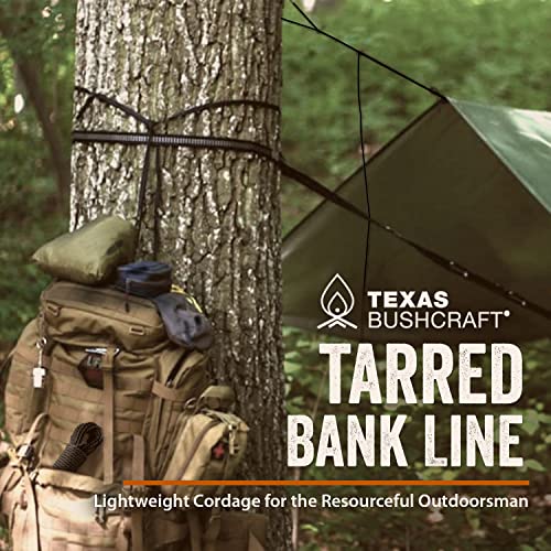 Texas Bushcraft Tarred Bank Line Twine - #36 Black Nylon String for Fishing, Camping and Outdoor Survival – Strong, Weather Resistant Bankline Cordage for Trotline (1/4 lb - #36 (131 ft), Braided)