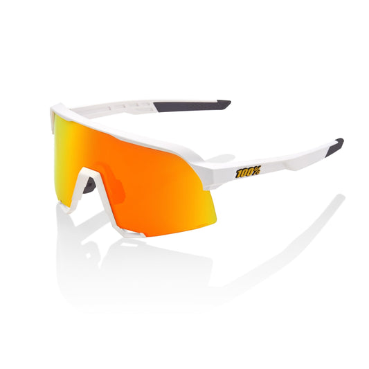 100% S3 Sport Performance Cycling Sunglasses (Soft Tact White - HiPER Red Multilayer Mirror Lens)