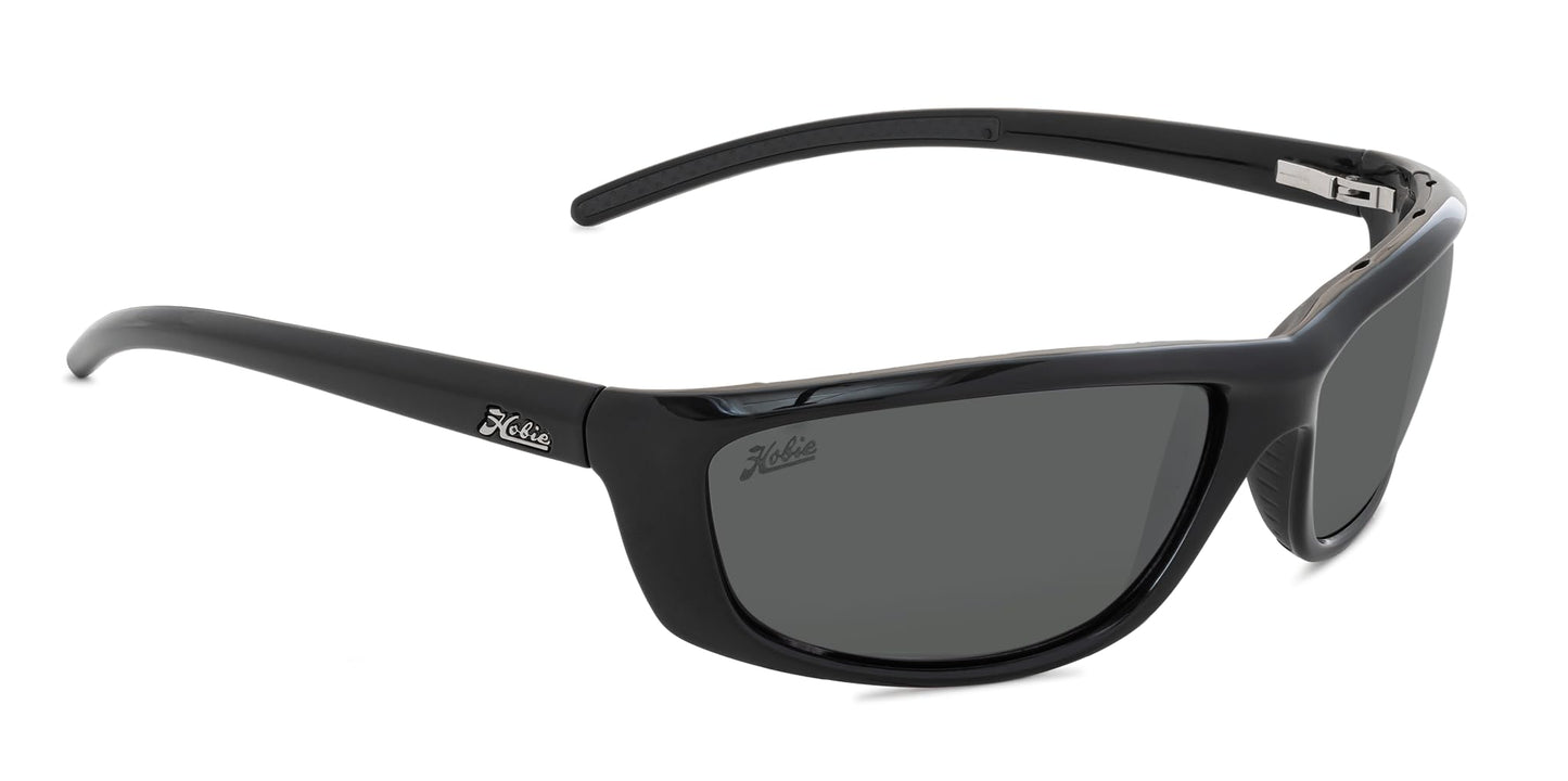 Hobie - Cabo Sport Polarized Sunglasses - Outdoor Sunglasses with HydroClean Lenses for Men and Women - Grey Lenses/Shiny Black Frame