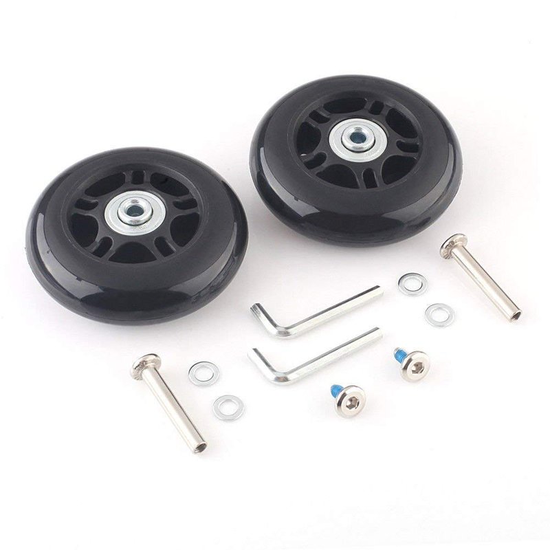 Ricrrover Luggage Suitcase Wheels Replacement Kit OD 90 * 24mm/3.54 * 0.94in w/ 6mm abec 608zz skate Inline Outdoor Skate Wheels, Set of (2) (OD:90 W:24 ID:6 Axles:35/40mm)