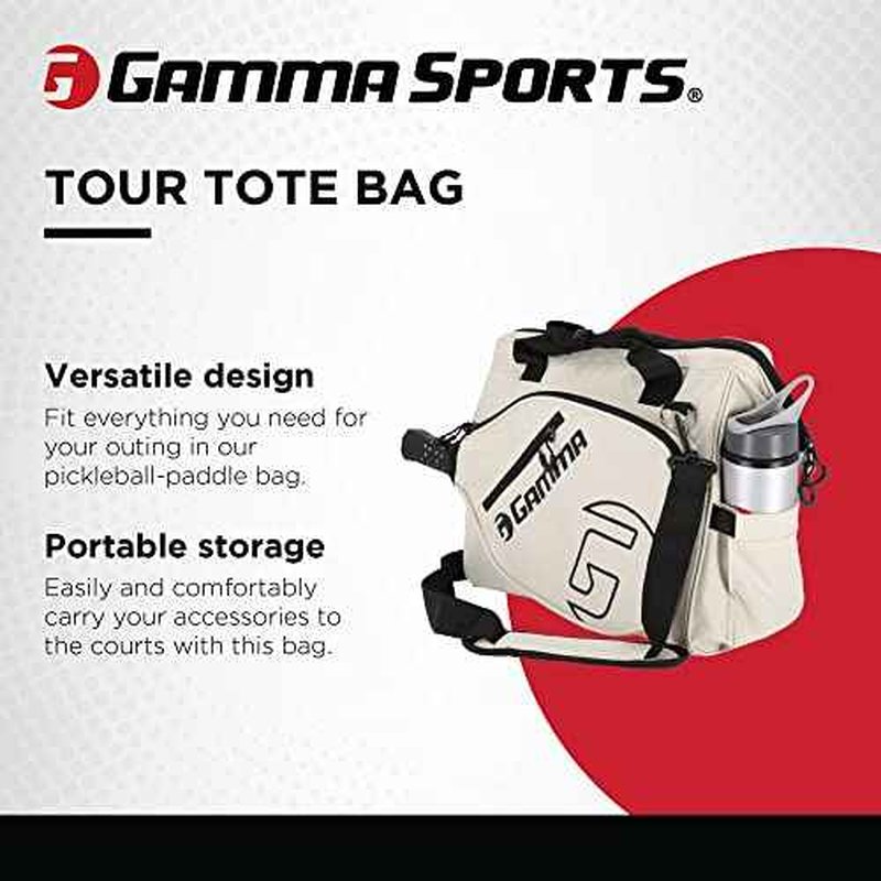 GAMMA Sports Tour Tote Bag, Pickleball Bag for Pickleball Paddles, Gear, and Clothes, White