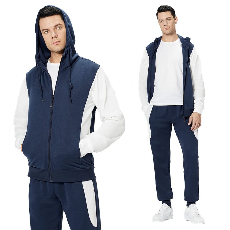 MANTORS Men's Activewear Full Zip Warm Tracksuit Sports Set Casual Sweat Suit TZ101 Blue XL