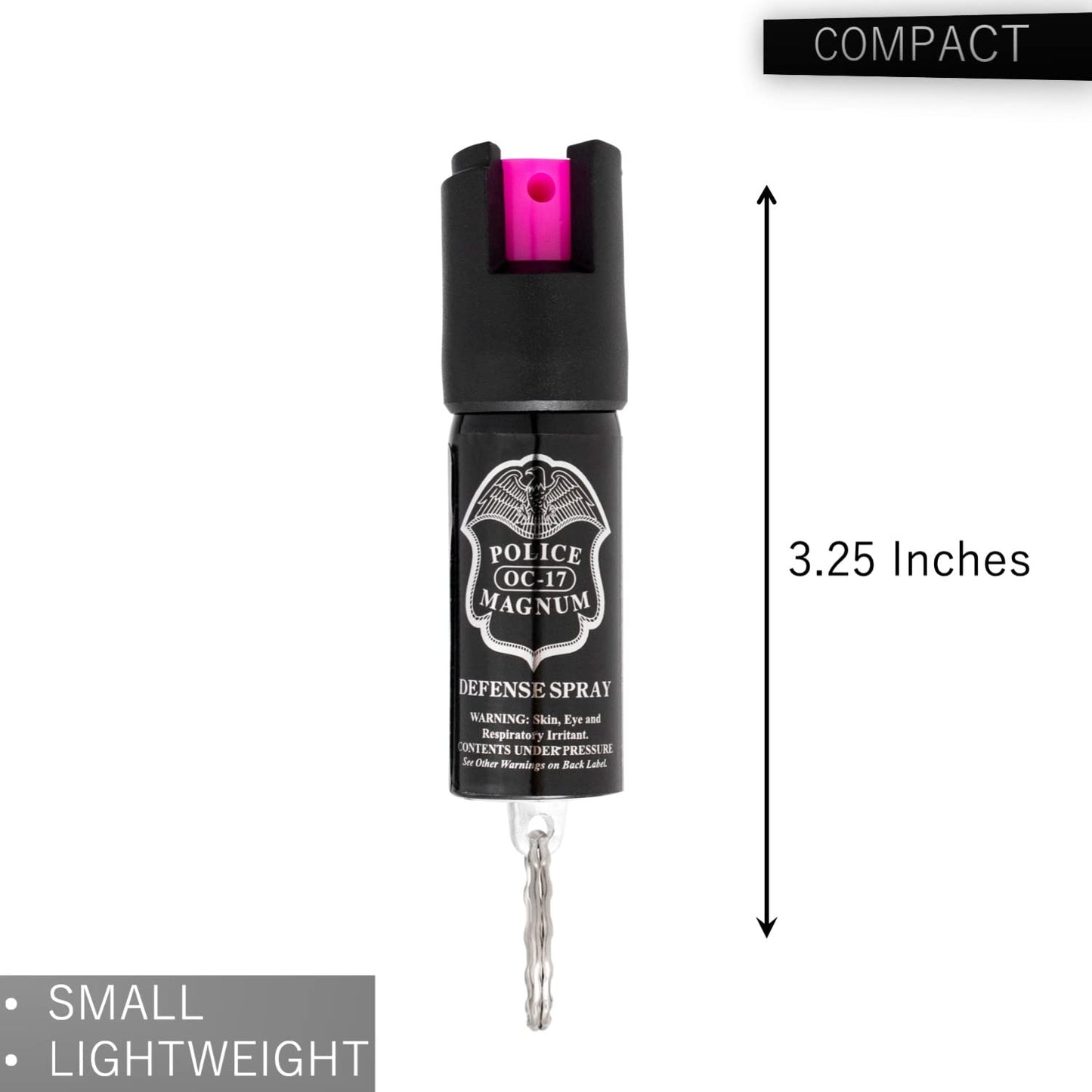 Police Magnum Mini Pepper Spray Self Defense Safety Tool- Strong Built-in Keyring Holder- Small Discreet Canister Case- Made in The USA- 1 Pack 1/2oz HOT Pink Twist Lock Keyring