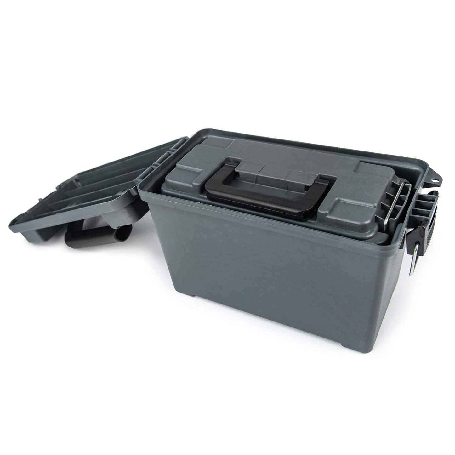 GUGULUZA Plastic Ammo Cans, 2-Pack 30 50 Cal Field Cases Storage Boxes Grey
