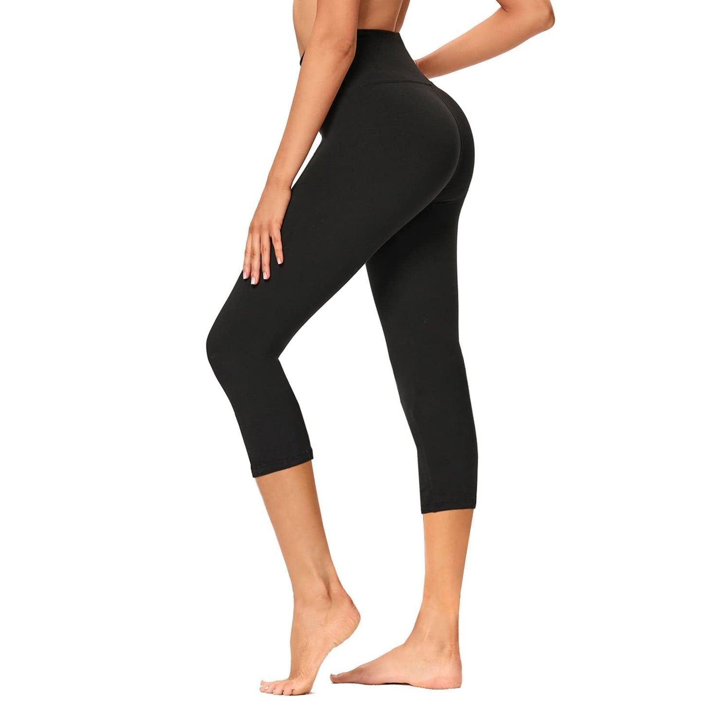 GAYHAY High Waisted Capri Leggings for Women - Soft Opaque Slim Yoga Pants for Running Cycling Workout Army Green Print