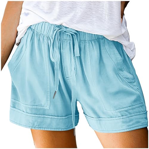 Aboser Linen Shorts for Women Womens Shorts Casual Drawstring Sweatshorts Classic Solid Color Pant Stretch Wide Leg Bottoms 2024 Y2K Lounge Shorts Online Shopping Prime Prime of Day Deals 2024