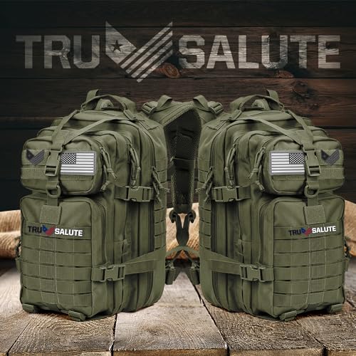 Tru Salute 45L Military Tactical Backpack Large Army 3 Day Assault Pack Molle Bugout Bag Rucksack (Amy Green)