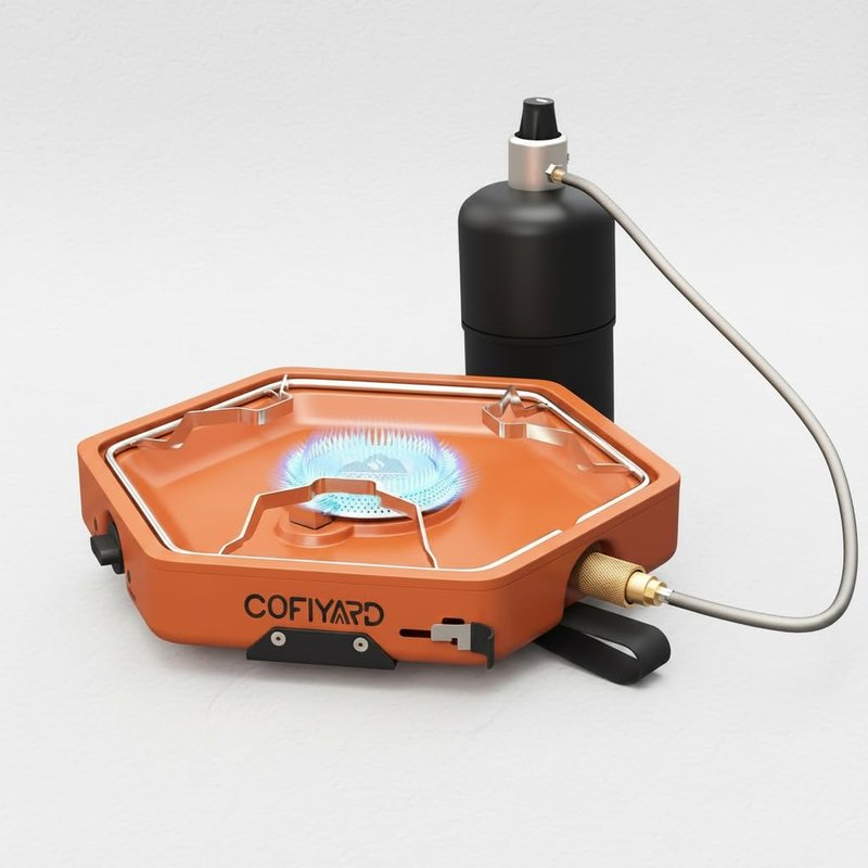 Cofiyard 1-Burner Propane Stove Portable Camping Stove with Carry Strap, Backpacking Camp Stove for Outdoor Cooking, Flick-Style Ignition, 8600 BTUs Gas Stove for Camping BBQ& More (Terracotta)