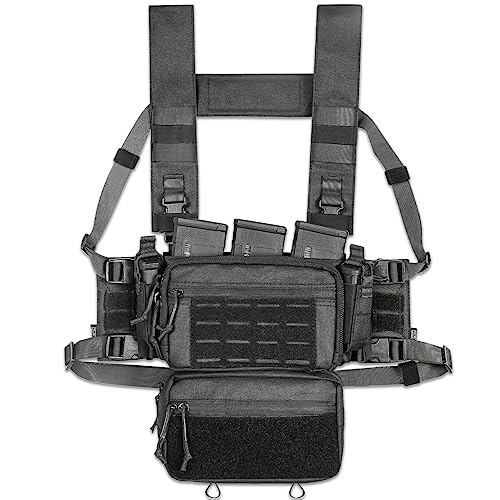 ACETAC S.O.P. Tactical Chest Rig with 5.56/7.62 Magazine Pouch Holder, Pistol Pouch, Wing Pouch, Molle Dangler Pouch