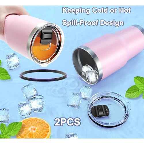 2PCS for YETI 30 oz Tumbler Lid, Replacement Lids Magnetic Slider Compatible for Yeti 30 oz Tumbler, 14 oz Mug and 35 oz Straw Mug, Travel Spill Proof Cup Lids Covers with Magnetic Slider Switch