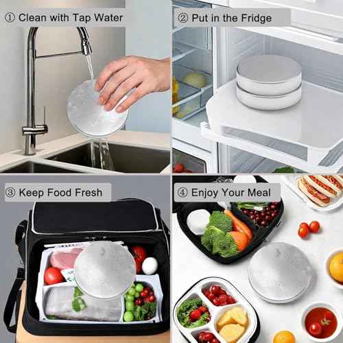 2 Packs Stainless Steel Ice Packs for Lunch Boxes - Reusable Quick Freeze Packs for Cooler, Bento, Lunch Bags - Long Lasting Cooling Ice Packs for Camping, Fishing, Picnics and Travel