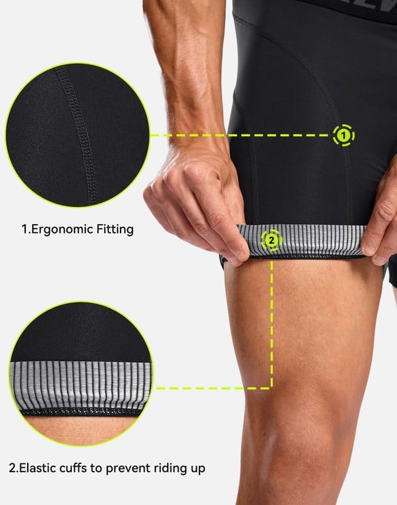 Men's Cycling Underwear - 4D Padded Bike Shorts with Anti-Slip Leg Grips | MTB Liner for Comfortable Riding