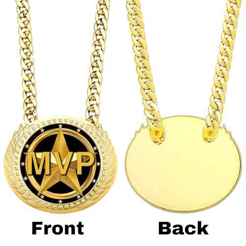 Greatest of All Time Turnover Chain - 6" Big Gold Awards Medal Goat Trophy Necklace Champion Chain for Football Fantasy Basketball Soccer Sports Achievements MVP Turnover Chain Athlete Prize Gifts