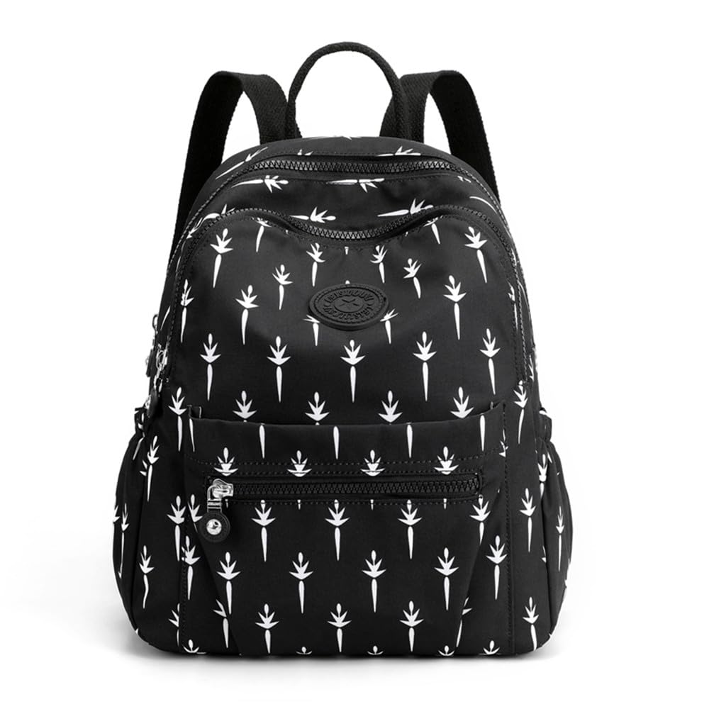Tanweibago Mini Nylon Women Backpacks,11L Small Ladies backpacks Casual Lightweight Women Shopping Travel Daypack (A-Black White)