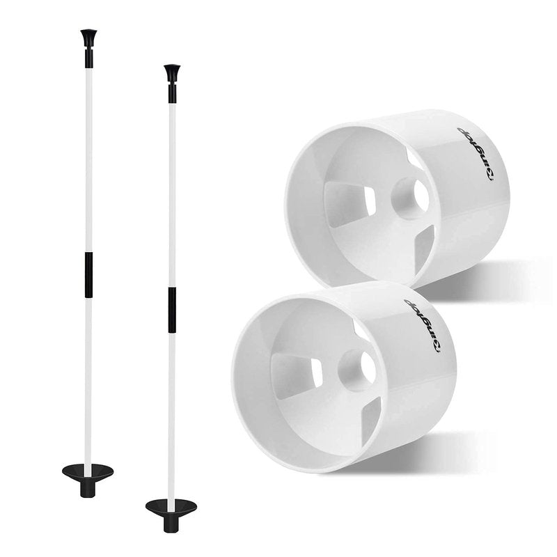 KINGTOP Golf Hole Cup Flagpole Set for Practice Putting Green, 4” Putting Cup Fit PGA | LPGA | USGA Regulations, 2-Section Flag Stick Design, 3 Feet, 2-Pack