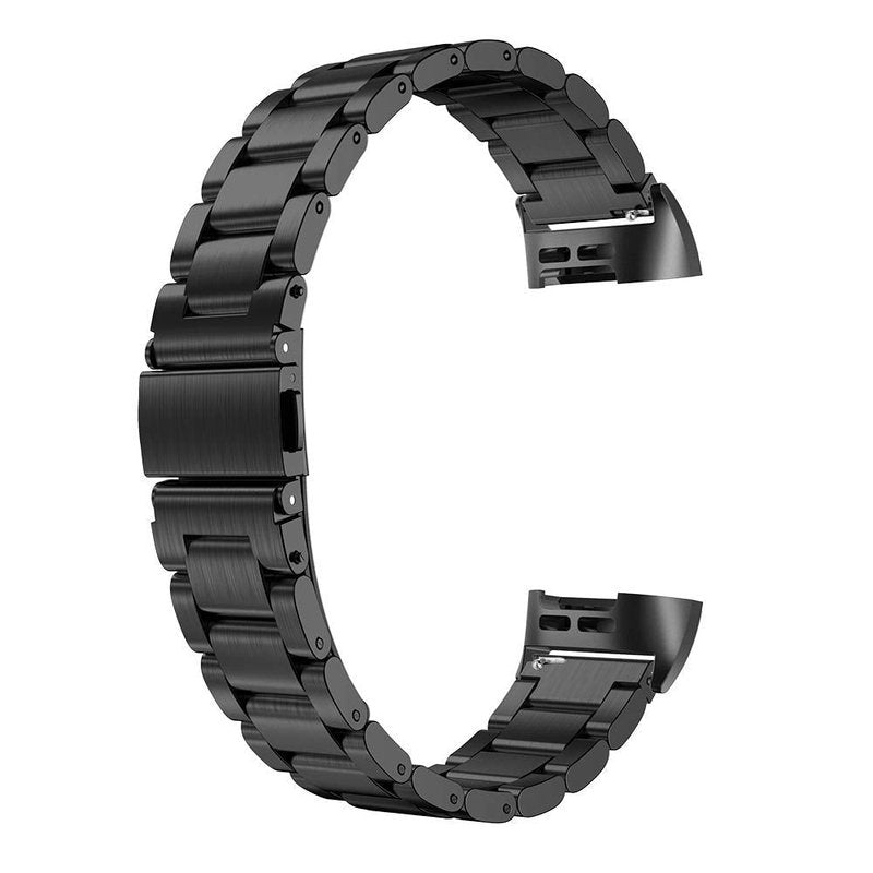 Maxjoy Compatible with Fitbit Charge 3 / Charge 4 Bands, Charge 3 SE Metal Band Small Large Stainless Steel Bracelet Strap Replacement for Fitbit Charge 3/ Charge 4/ Charge 3 SE Wristbands, Black