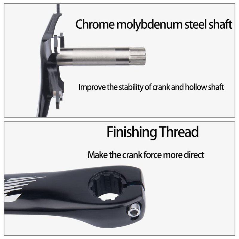 BOLANY 170mm Bike Crankset Double Speed Round 39/53T Chainring 130BCD Hollow Integrated 9S/10S with Bottom Bracket Fit for Road Bike Cranksets