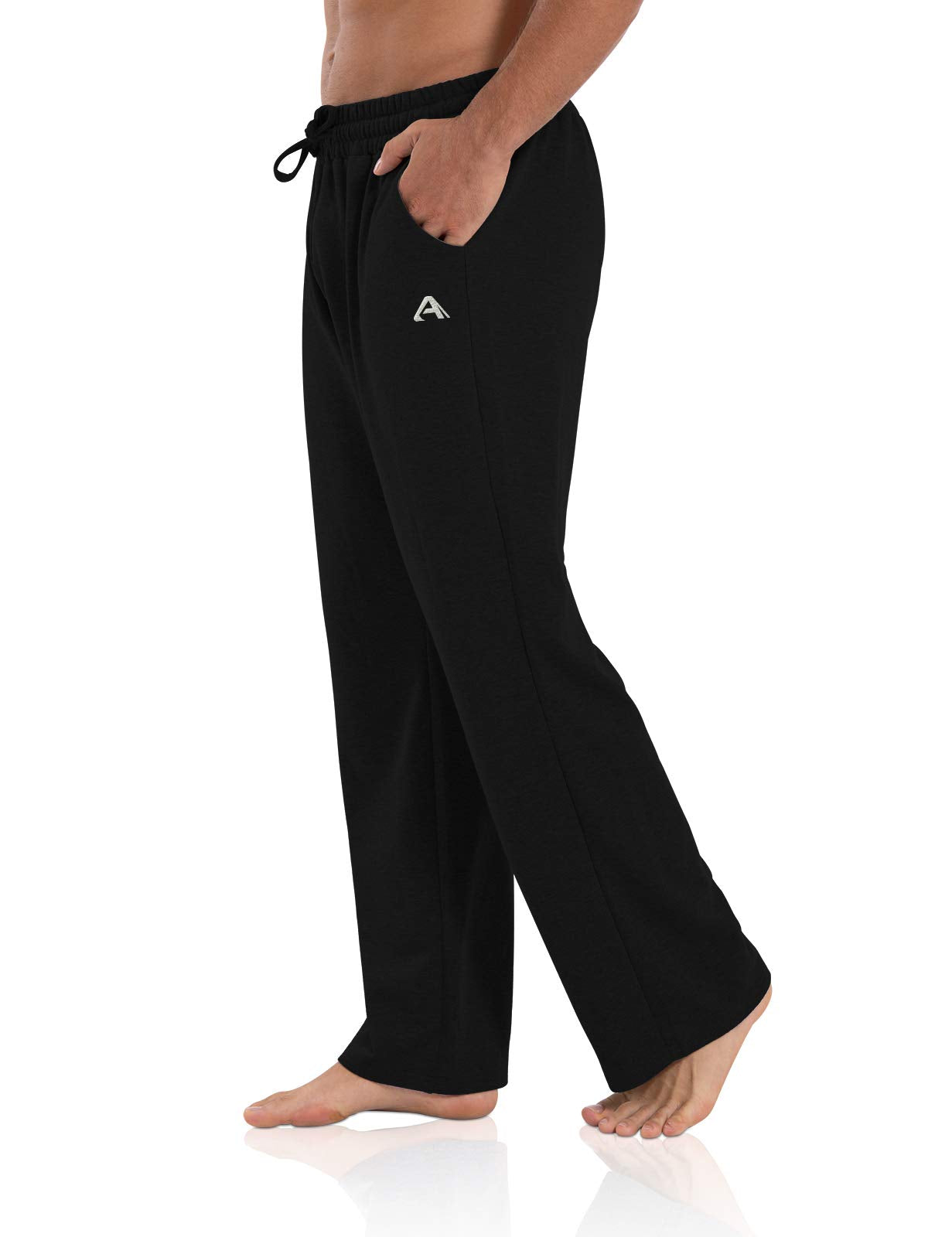 Agnes Urban Men's Joggers Sweatpants Open Bottom Straight Leg Casual Loose Fit Running Athletic Jersey Pants with Pockets