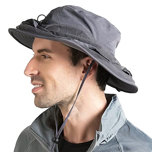 Peicees Head Net Hat for Men Women Adventure Fishing Hat Safari Hat for Hunting Camping Hiking Dark Gray