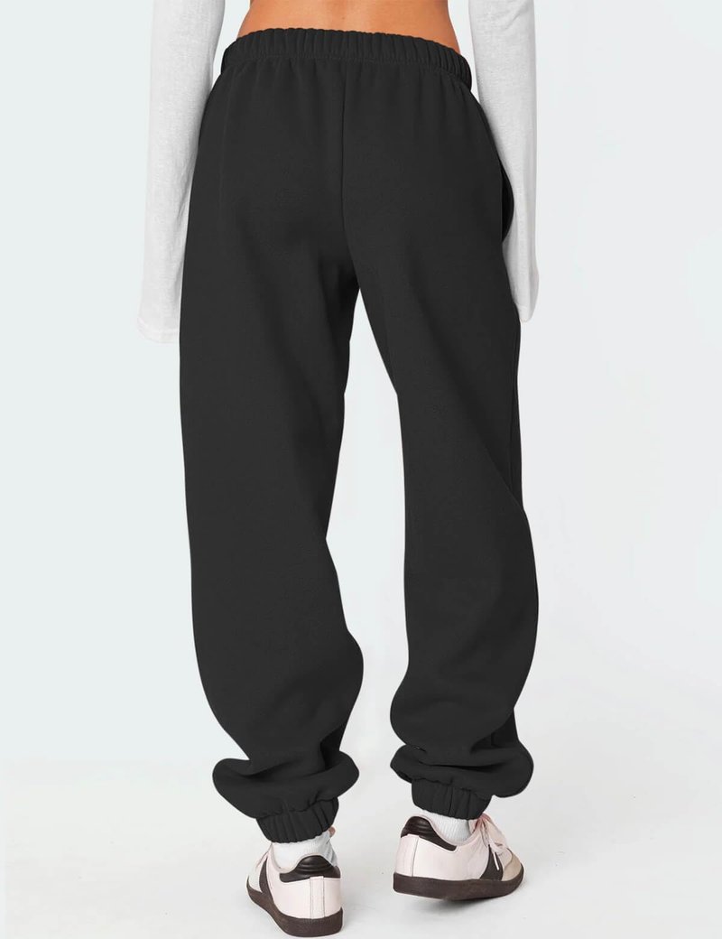 HeSaYep Women's Fleece Lined Sweatpants Thermal Winter High Waisted Sweat Pants Interior Drawstring Baggy Athletic Joggers Pants with Pockets Black M