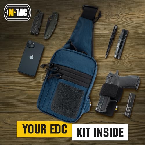 M-Tac Tactical Sling Bag for Men - Crossbody Concealed Carry Bag - Blue Melange Mens Crossbody Holster Bag