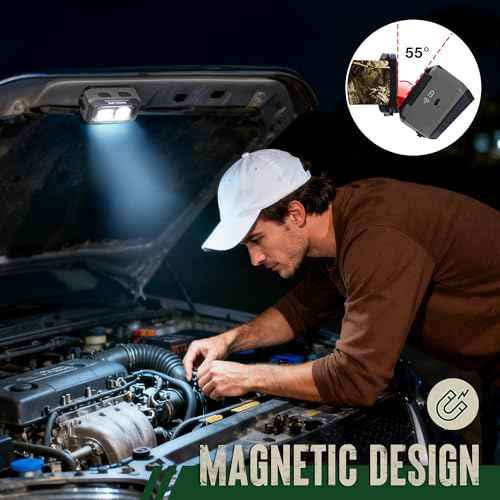 Mossy Oak 600 Lumens LED Headlamp, Dual Power Source, Motion Sensor Head Lamp with Magnetic Base, Stepless Dimming, Memory Mode for Camping, Running, Hiking