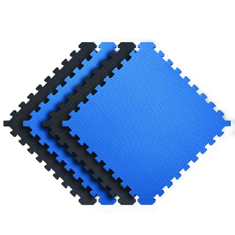 Norsk Reversible Gym Exercise Mats 3/4" Thick EVA Interlocking Foam Tiles, Perfect Gym Flooring for Home Gym, 28 Tiles & 56 Trim Pieces, 112 Sq. Ft. Reversible, Dazzling Blue/Black