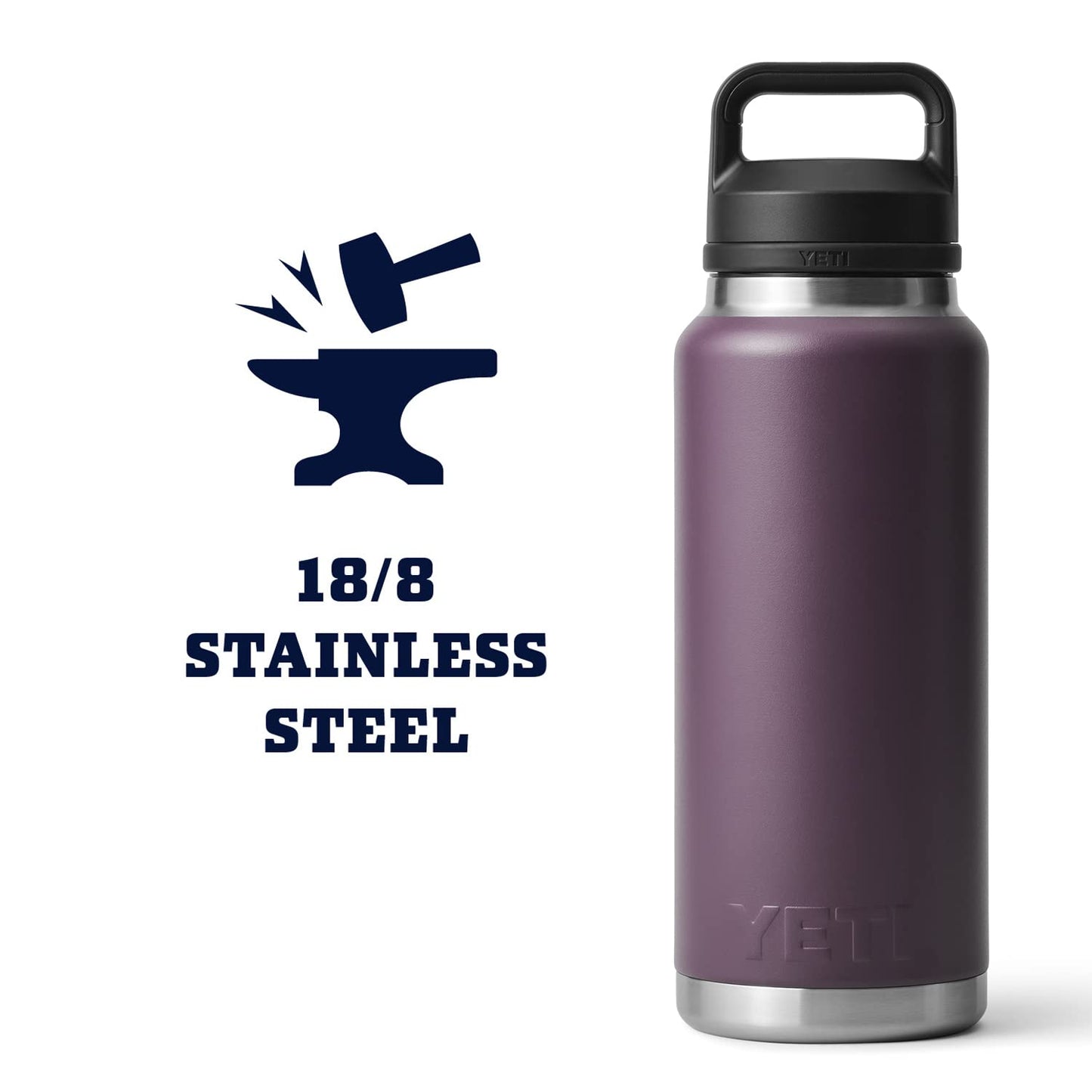 YETI Rambler 36 oz Bottle, Vacuum Insulated, Stainless Steel with Chug Cap, Nordic Purple