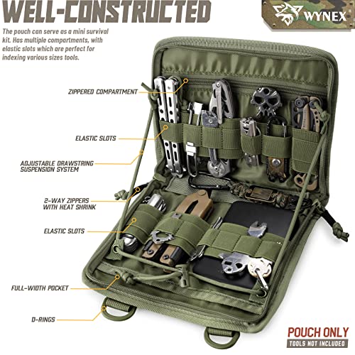 WYNEX Tactical Folding Admin Pouch, Molle Tool Bag of Laser-Cut Design, Utility Organizer EDC Medical Bag Modular Pouches Tactical Attachment Waist Pouch Include U.S Patch